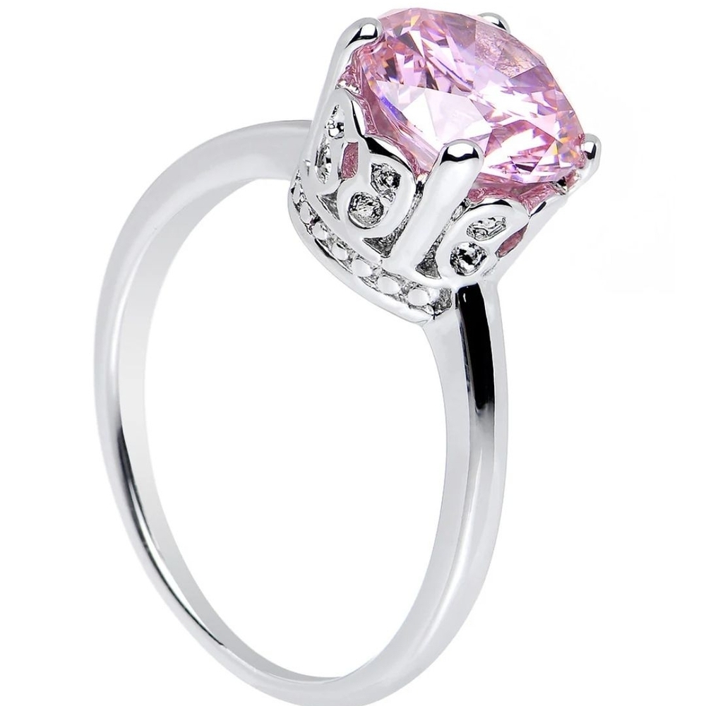 Pink Cubic Zirconia Pretty Princess Cocktail Ring